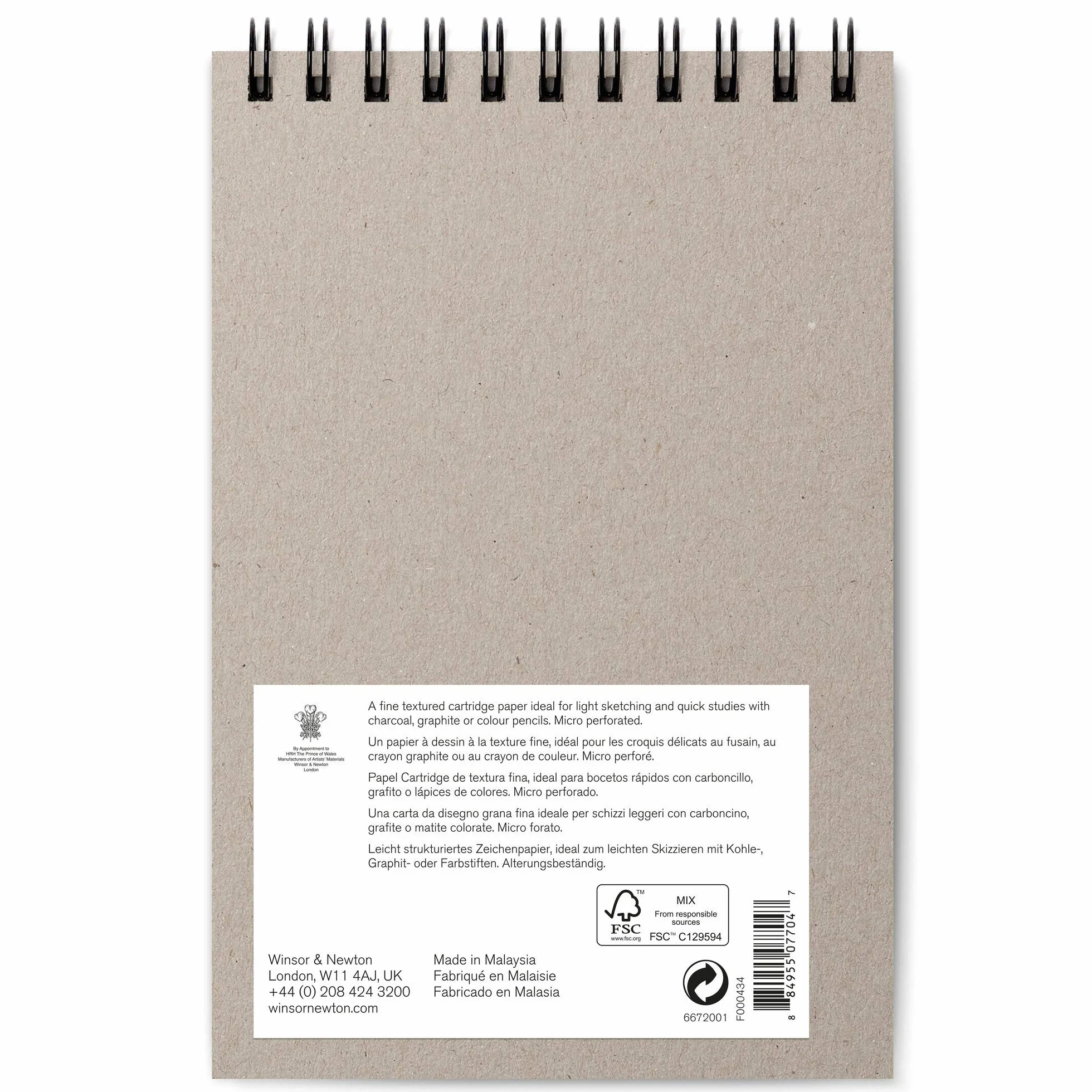 Winsor & Newton Bloc de Papel de Esbozo Espiral Extra Blanco 110g A5 50 Hojas