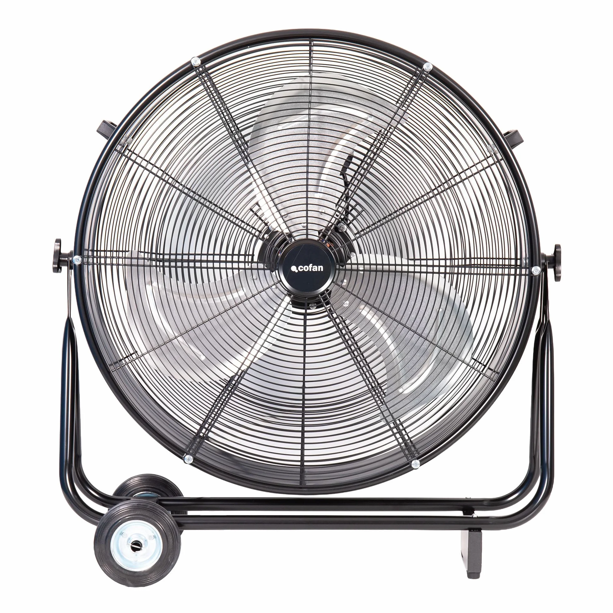 Cofan Ventilador Industrial de Suelo 300 W, 90 cm, 2 Velocidades, 3 Aspas de Aluminio de Alta Resistencia, Ruedas y Asas Incluidas, Motor Potente, Negro