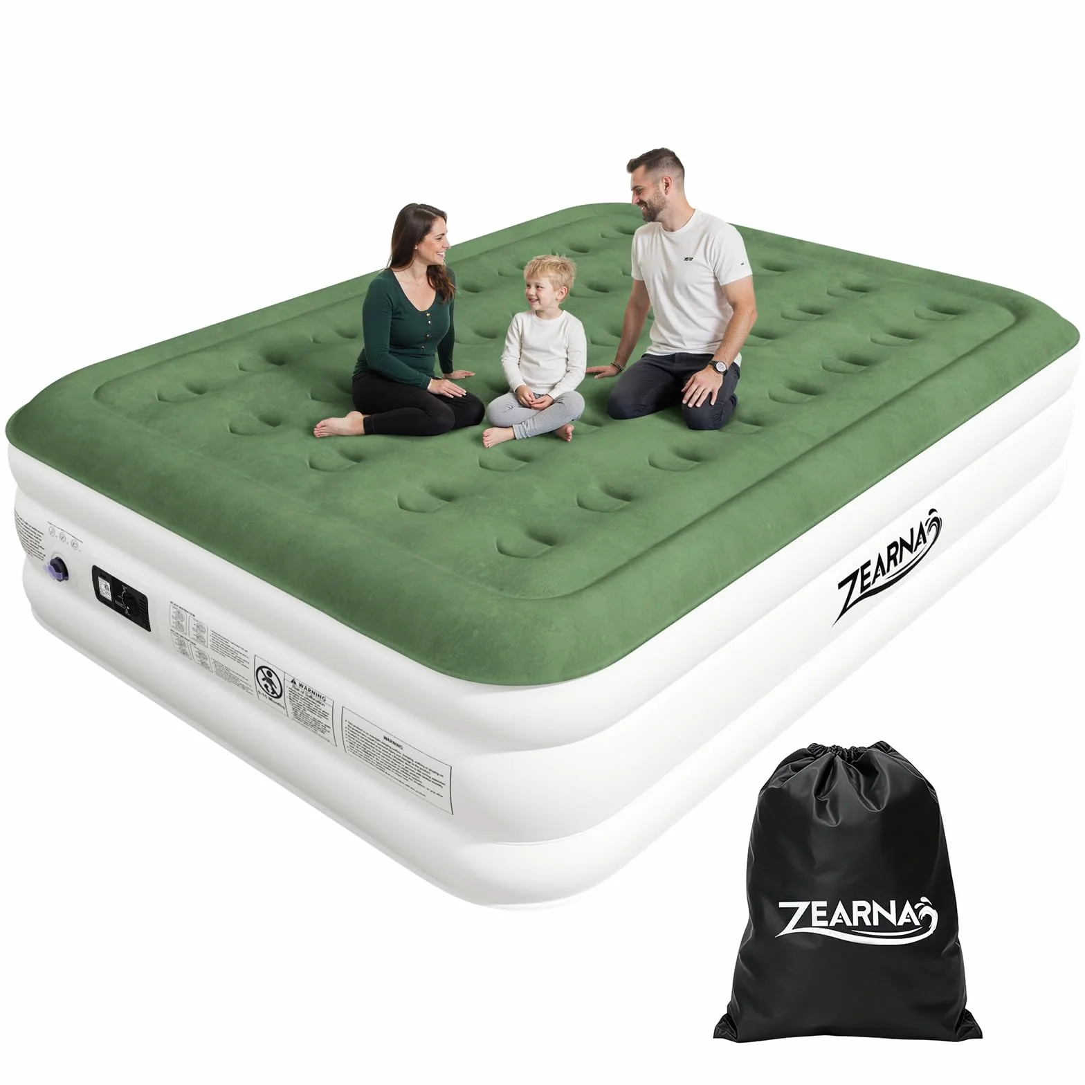 Zearna Colchón Hinchable Matrimonio Colchón Inflable 2 Plazas 203x152x46cm con Bomba Eléctrica Autoinflable Incorporada Tan Solo 3 Minutos para Invitados Uso Doméstico y Camping