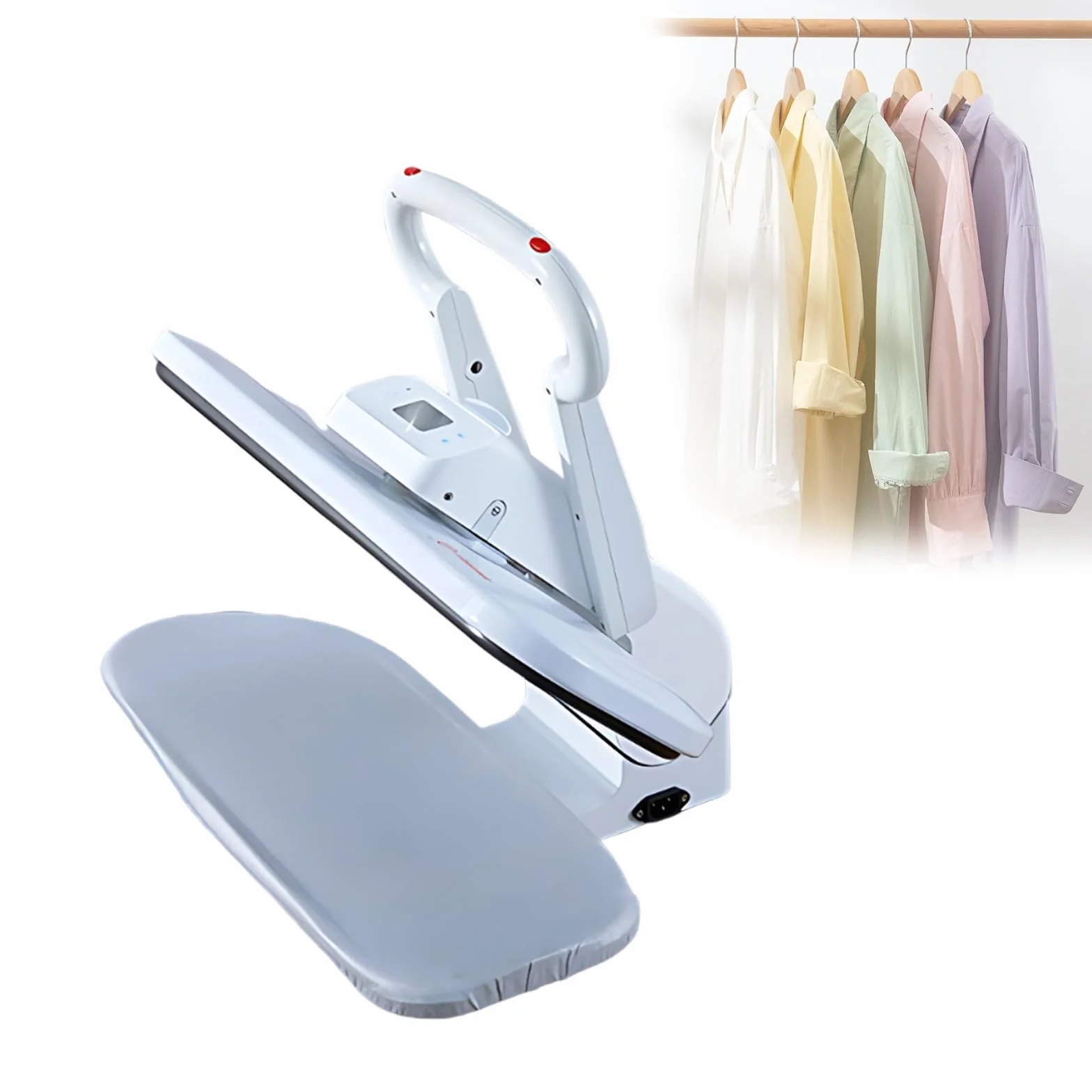 Acabado de vapor para camisas, pantalones y uniformes con pantalla LED, potencia de 1200 W, 5 preajustes de tela, gran superficie para hoteles y hogares