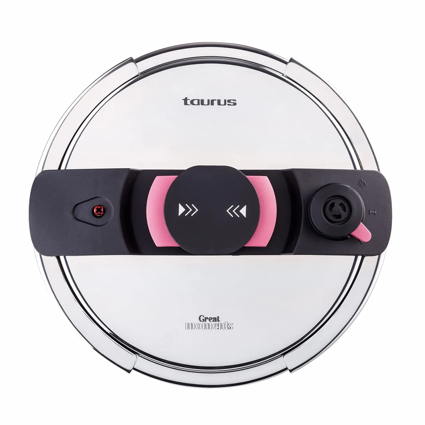 Taurus Great Moments Superrapid 6L - Olla a presión super rápida, 6L, válvula descarga regulable, apertura fácil, ahorro energético, 5 sistemas de seguridad, libre de PFOA, para todo tipo de fuegos