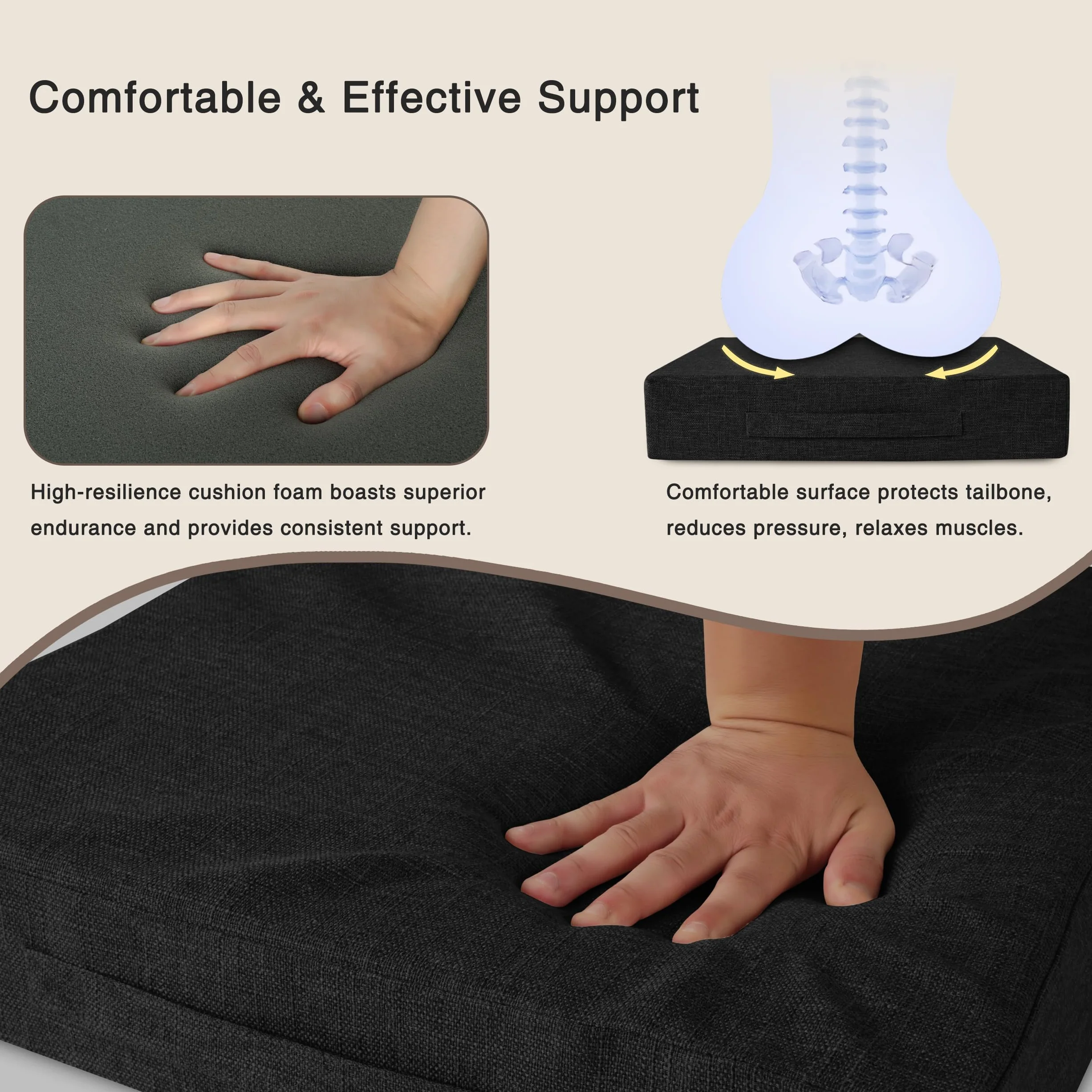 OVOV Cojines reclinables para ancianos, 20 x 20 x 4 pulgadas de grosor, cojín de asiento para silla reclinable, cojines cuadrados grandes antideslizantes con funda lavable para sillón, sofá, color