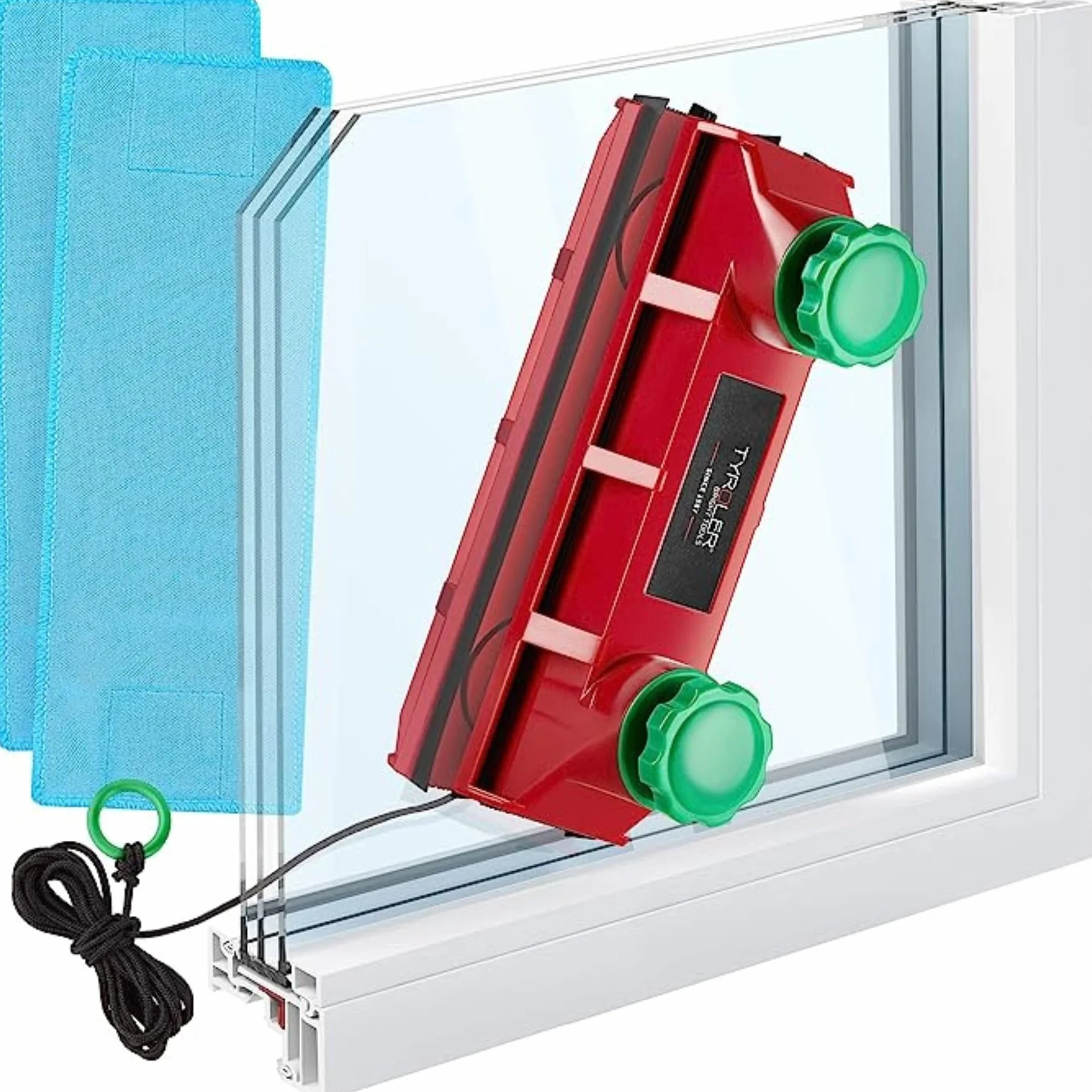 Tyroler limpiacristales magnetico Doble Cristal | Se Adapta a Ventanas de Cristal Simple, Doble y Triple de 2-40 mm | Limpia Ventanas | Limpiador de Cristales magnetico