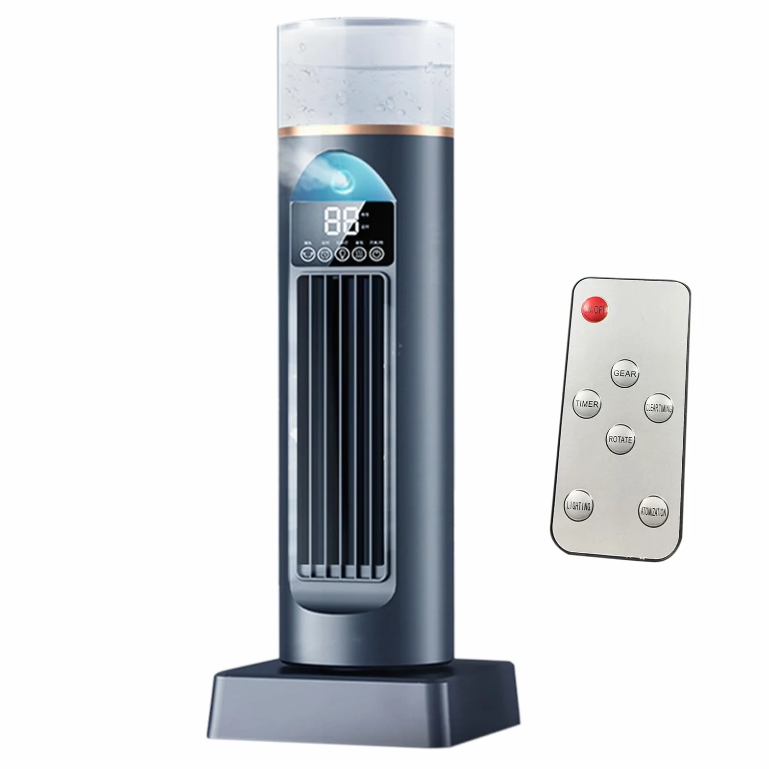 Portátil ventilador de torre sin aspas, 6 velocidades, oscilante silencioso, control remoto