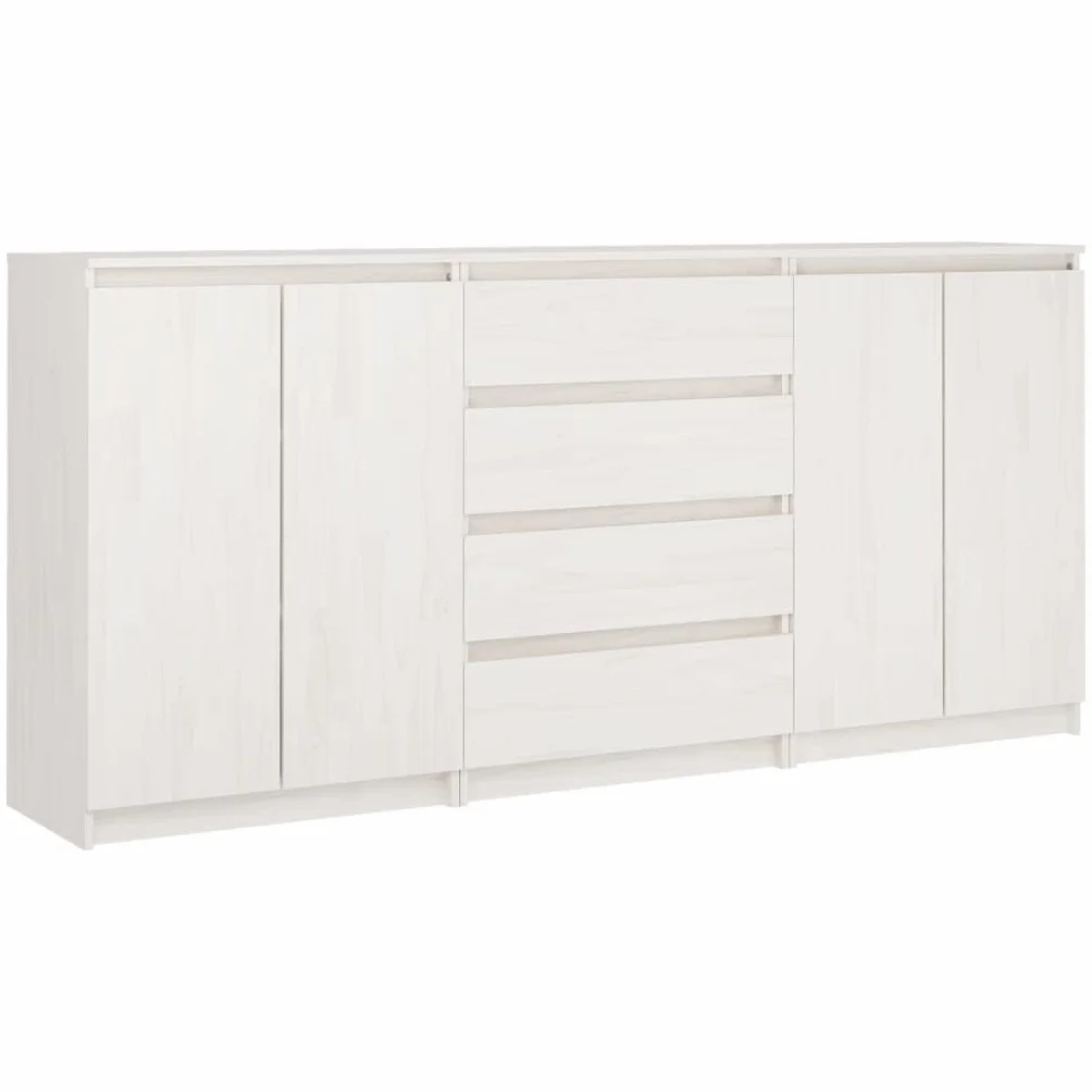 vidaXL 3X Madera Maciza de Pino Armario Auxiliar Lateral Auxiliar Alacena Entrada Sala de Estar Almacenaje Organizador Salón Mueble Blanco