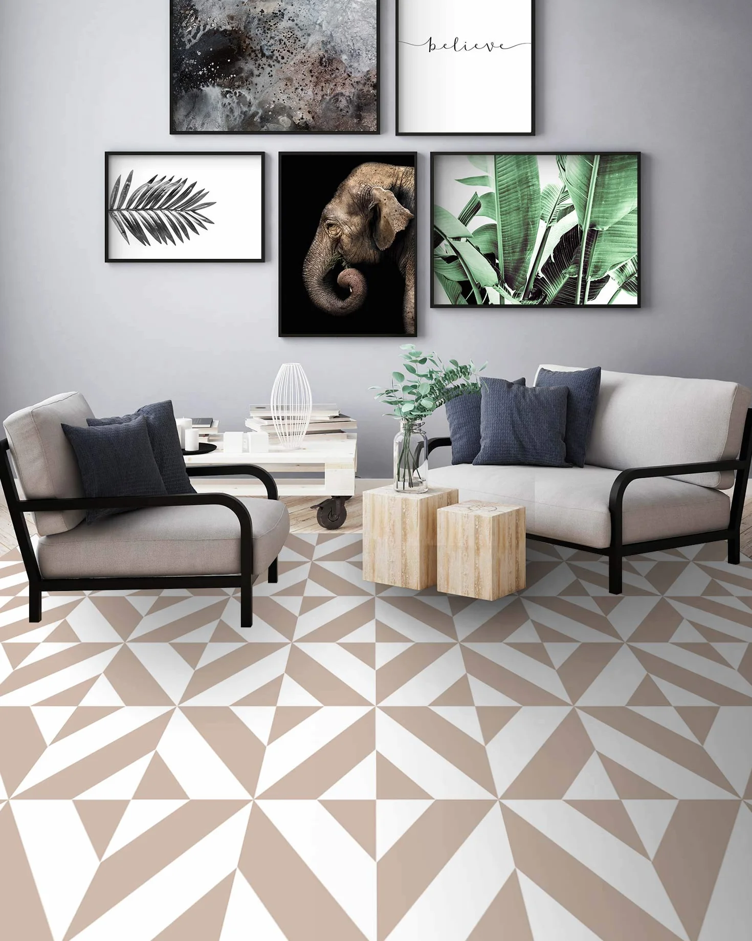 Panorama Alfombra Vinílica - Modelo Geometría Rosa 80x200 cm - Varios tamaños - Decoración Hogar, Cocina y Salón