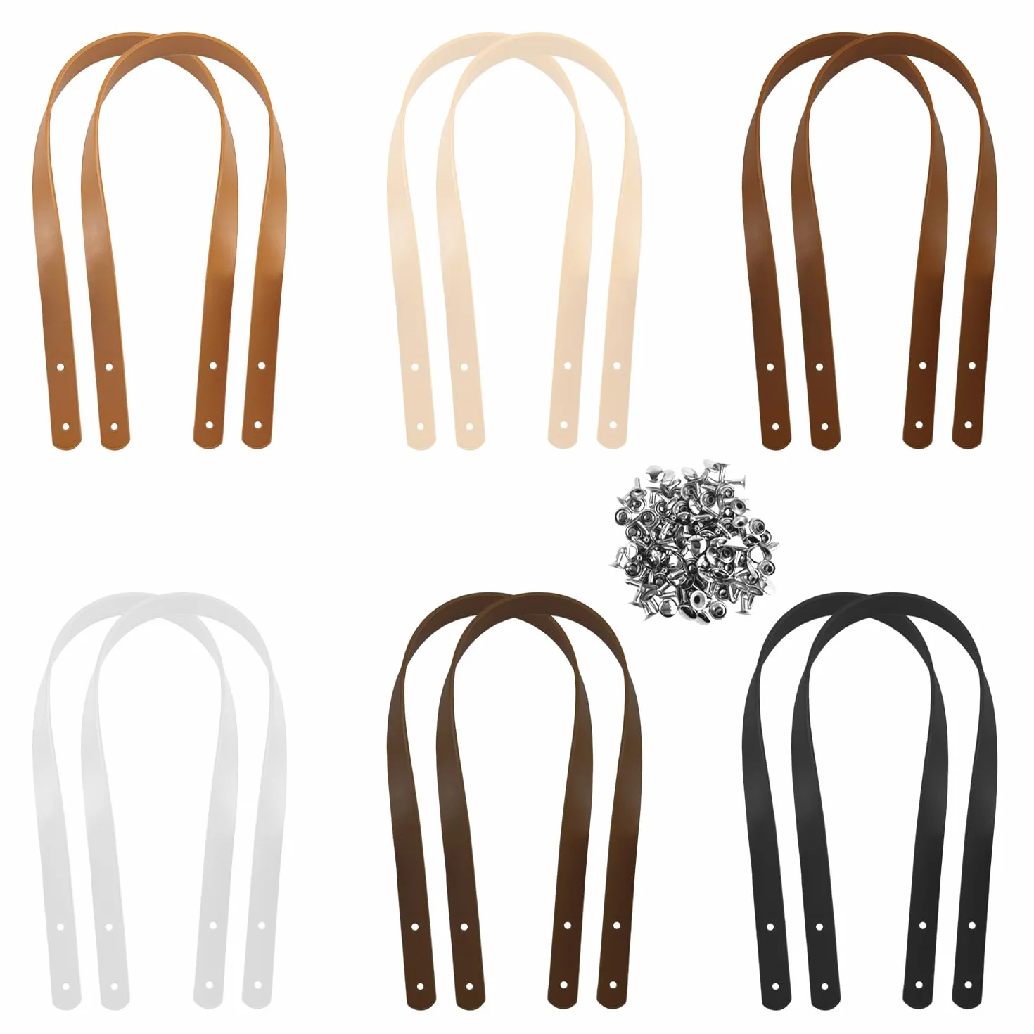 Asas de Cuero para Bolsos 60 cm con 48 Clavos, Correa Bandoulière para Bolso de Mano y Monedero