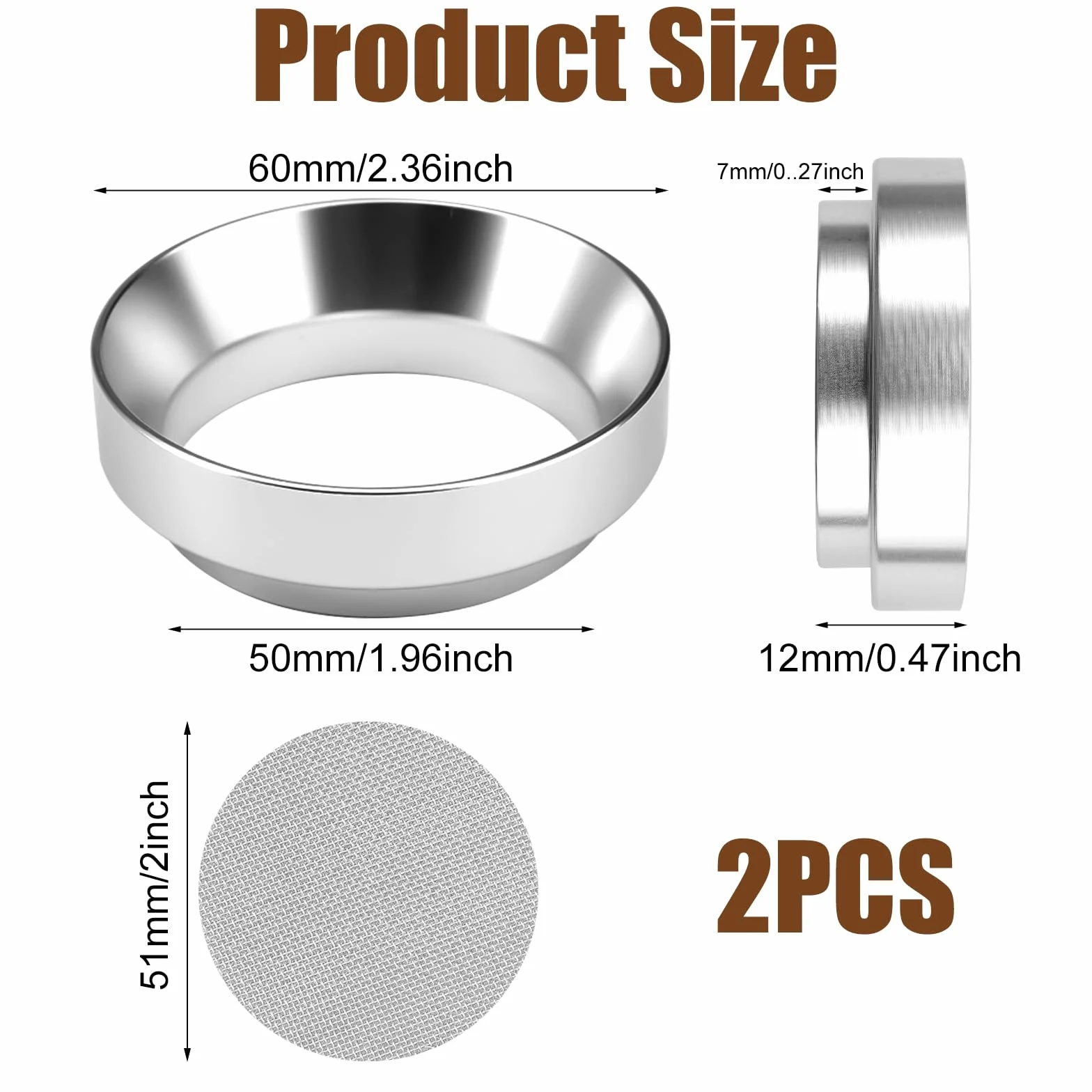 Anillo Dosificador Cafe 51mm, Embudo Magnético Acero Inoxidable, Accesorios Portafiltros para Máquinas de Café Barista