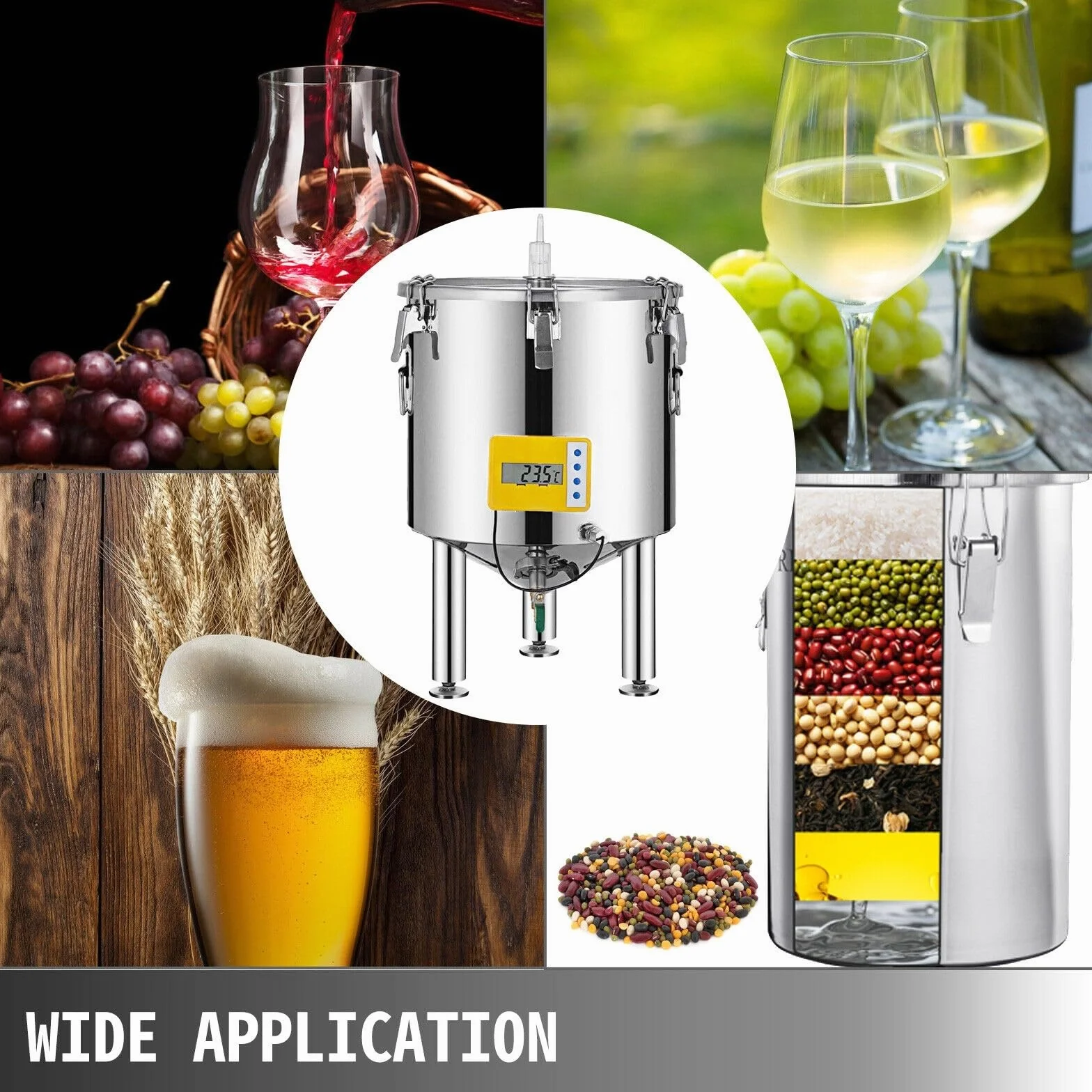 Cubo for fermentador de cerveza, acero inoxidable 304, 15L-50L, bote vino alto sellado for bebidas, elaboración lácteos, promoción la fermentación Para principiantes y uso doméstico(26L)