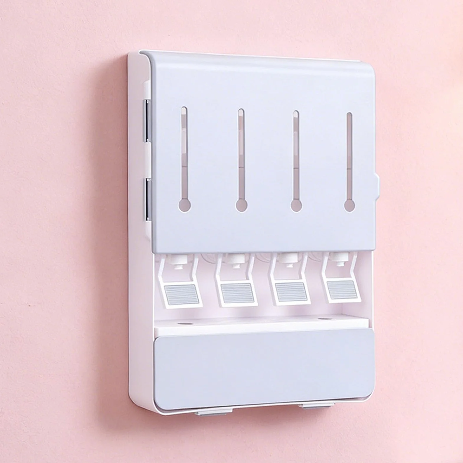 Yosoo Health Gear Estante para Especias Montado en la Pared con 4 Frascos de Vidrio Caja de Almacenamiento de Condimentos ABS 11.8 X 16.5 Pulgadas para Encimera de Cocina Ahorro de Espacio Aceite