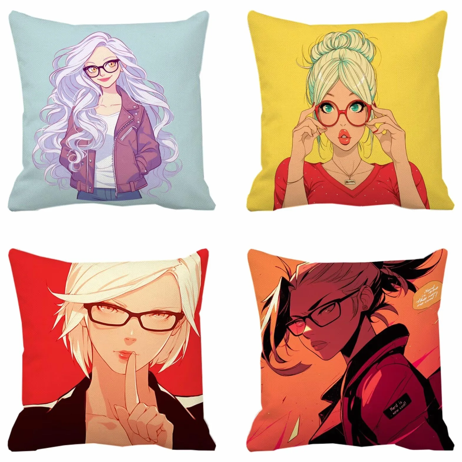 Cojines Sofa Fundas Cojines 50x50cm SúPer Suave Cojin Dibujos animados Chica Juego de 4, Fundas Almohada Impermeable Exterior, Interior Y Exterior Cojin Decorativos, Para SalóN Regalos NavideñOs P-97
