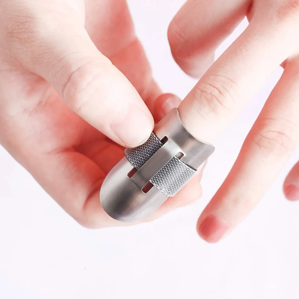 6 Protectores de Dedos de Acero Inoxidable, Protector de Pulgar, Fundas para Cortar Verduras