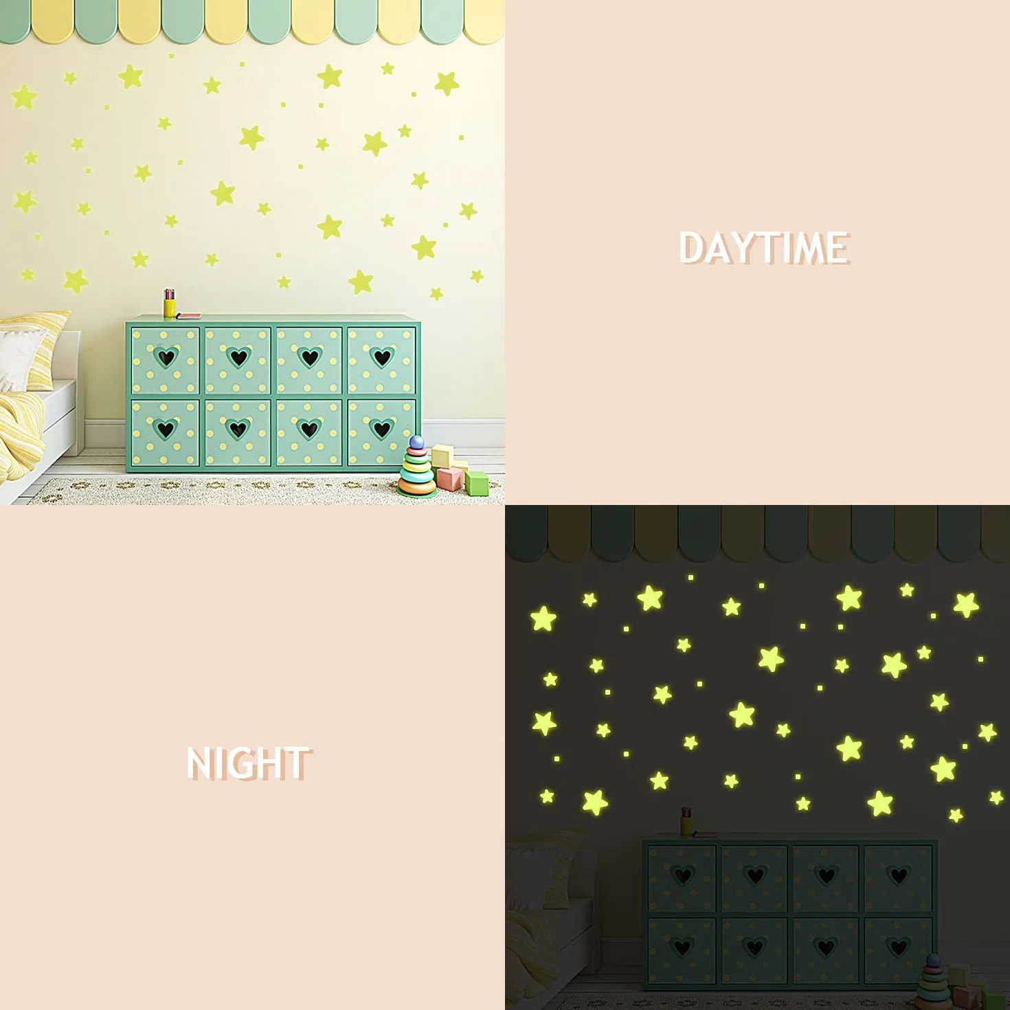 Pegatinas de estrella que brillan en la oscuridad, adhesivas luminosas DIY para dormitorio infantil