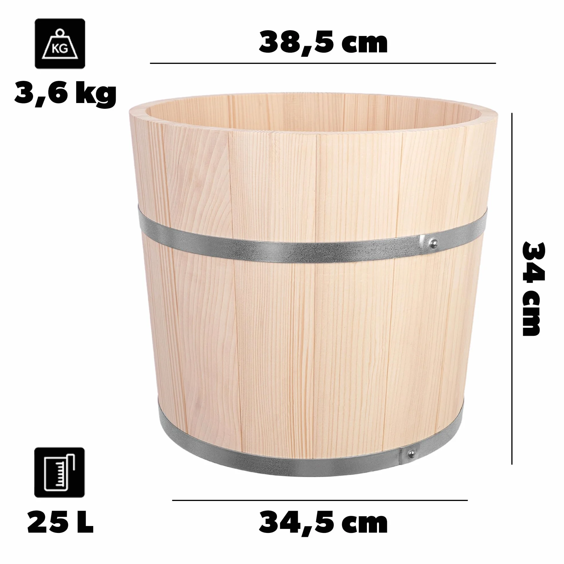 KADAX Barril de madera de 25 l, olla de chucrut de madera, olla de fermentación para fermentación de verduras como chucrut, pepinos o kimchi, barril de chucrut, olla de pepino, barril de pepino