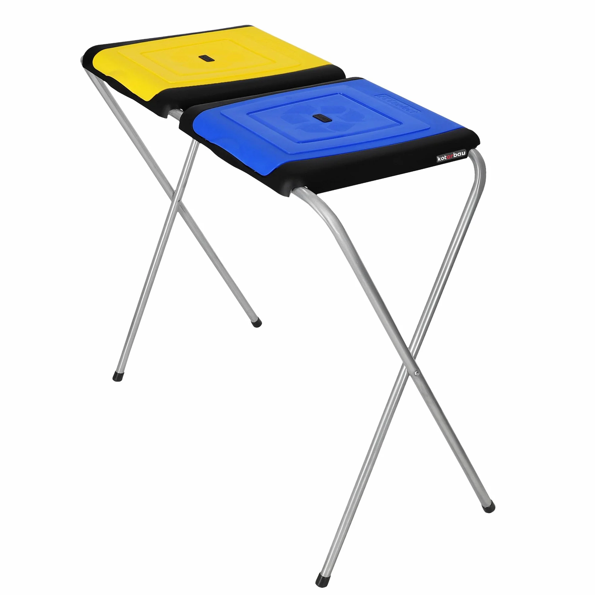 KOTARBAU® Soporte doble para bolsas de basura, 33 x 77 x 85 cm, color azul y amarillo, soporte de metal y plástico, soporte para bolsas de basura, soporte para bolsas de basura, soporte para bolsas de