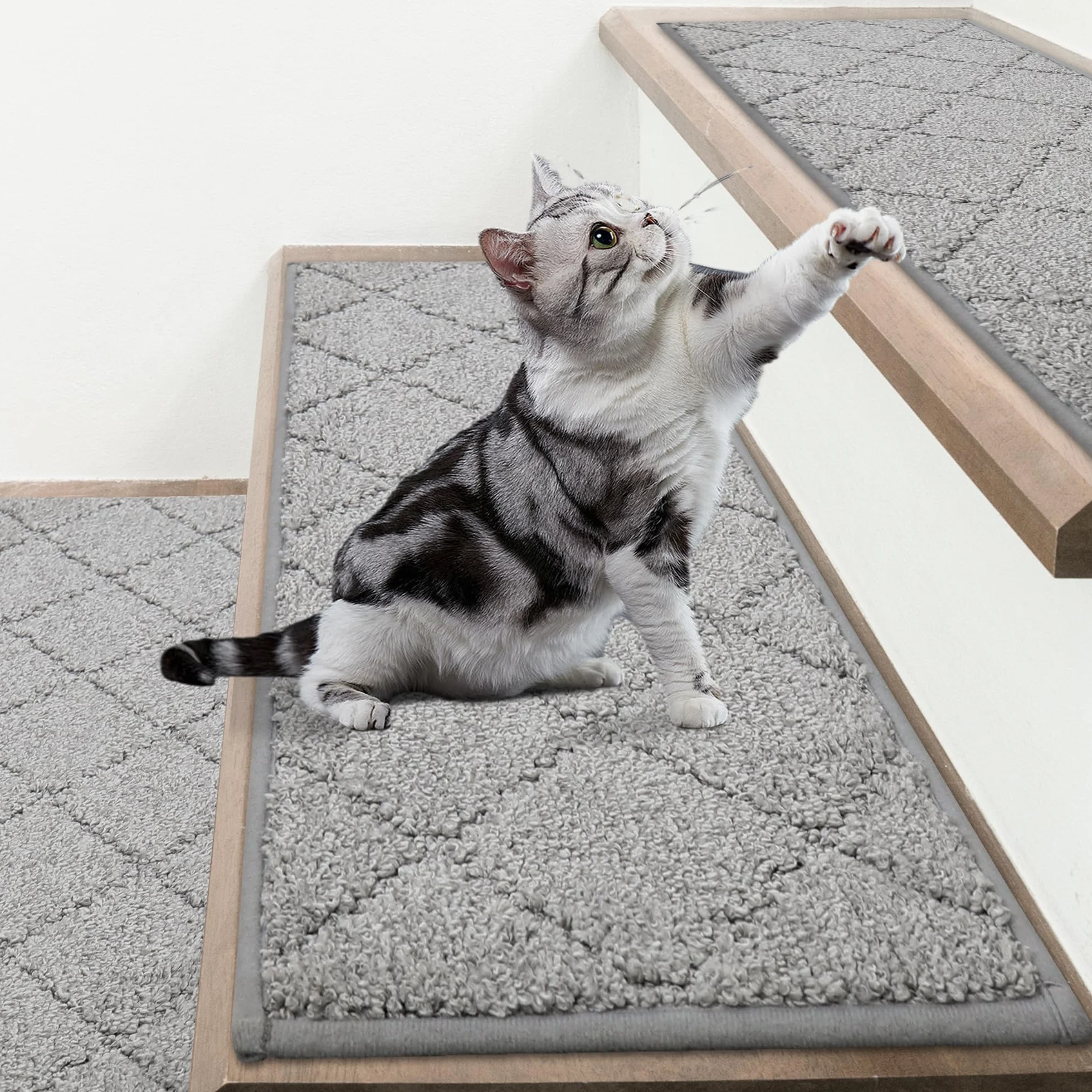 COSY HOMEER Alfombrillas para escalones interiores, 70 x 22 cm, 15 unidades, autoadhesivas, alfombra para escaleras antideslizantes, parte trasera de elastómero termoplástico, lavables a máquina, 100%