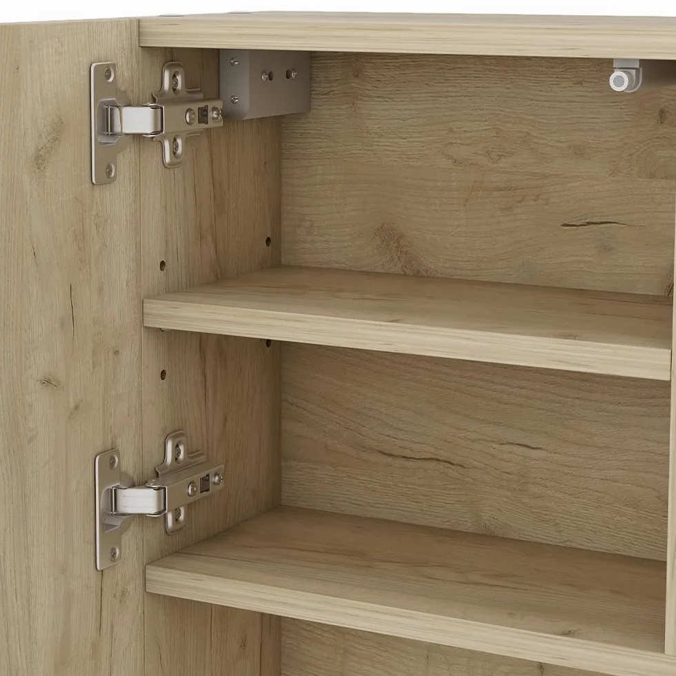 Vicco Armario con Espejo para baño Edge, Blanco, 54 x 55 cm con Puerta y Compartimentos Abiertos, para Almacenamiento en baño con Mecanismo Push-to-Open