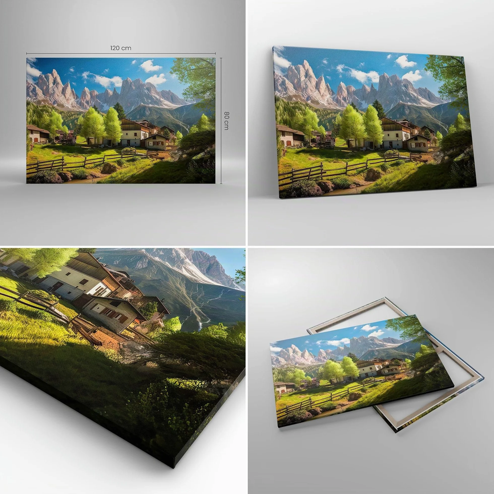 Lienzo Decorativo 120x80cm Moderno Horizontal Arquitectura Paisajes - 5814 | montañas Paisaje Alpes Cuadro sobre Lienzo Grande Arte mural Decoración del Hogar Salón Dormitorio Oficina Cuadros de Pared