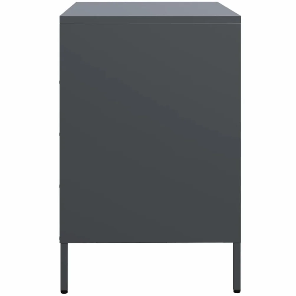 Acero laminado en frío con cajones estilo clásico Antracita 68x39x58 5 cm | Aparador 3 cajones antracita acero laminado en frío 68x39x58,5 cm mueble almacenaje para salón dormitorio oficina con sistema