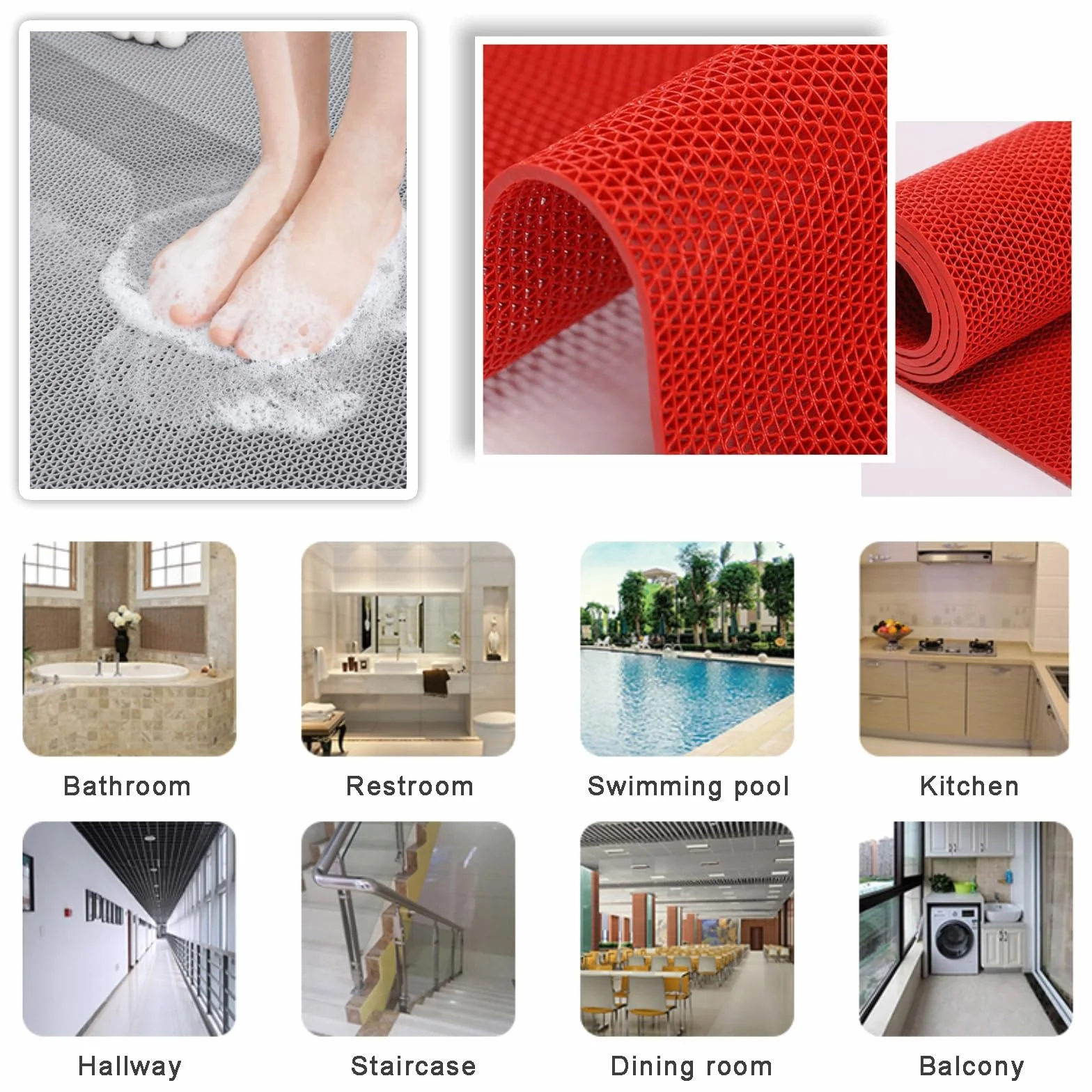 Alfombra Bañera Antideslizante Drenaje, Secado Rápido, para Ducha Y Bañera, Restaurantes, Baños, Piscinas, Pasillos, Zonas Húmedas, Comercial, para Interior Exterior(Green,1.6m*1m)
