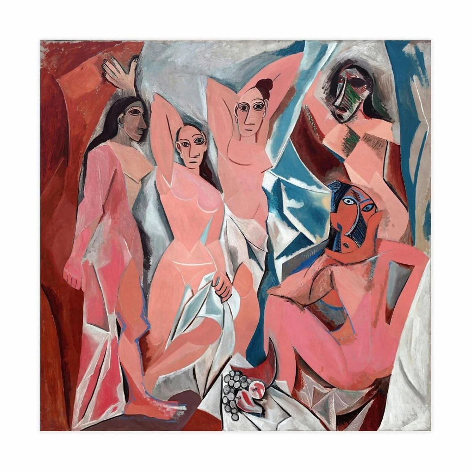 WCYB Póster de Pablo Picasso de Las Jóvenes Damas de Aviñón El burdel de Aviñón, impresiones en lienzo, pinturas decorativas para pared, sin marco, 61 cm de largo x 61 cm de ancho
