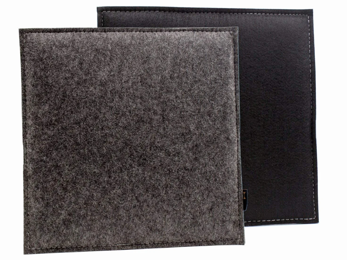 Juego de 6 cojines de asiento reversibles de fieltro de esquina en gris oscuro/negro. Cojín de silla lavable con relleno, resistente al exterior. 35x35cm