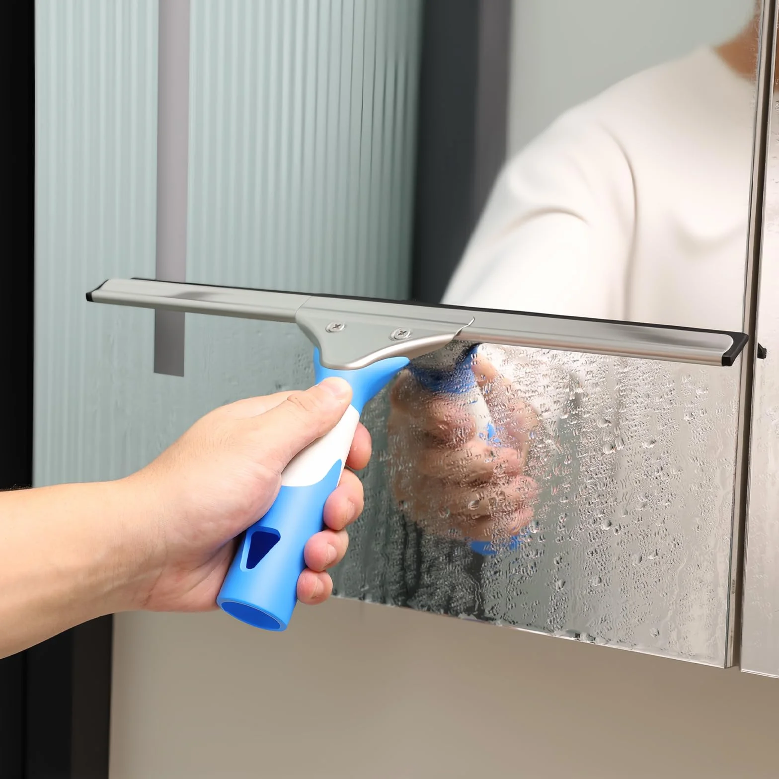Mitclear Limpiacristales Profesional 15cm, Limpiador de Ventanas Acero Inoxidable, Escobilla Silicona para Cristal