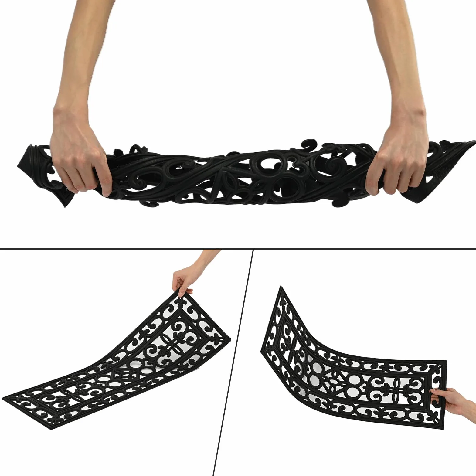 uyoyous Alfombrillas de goma para escaleras (paquete de 5) almohadillas de goma forjada para escalones de diseño antideslizante, alfombrillas protectoras de escalera para interiores y exteriores, 75 x