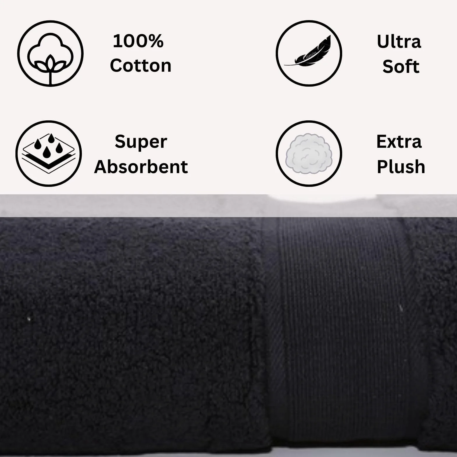 Toalla de baño ultrasuave y de alta calidad, 700 g/m², juego de 6 piezas, 2 toallas de baño, 2 toallas de mano y 2 toallas de baño, 100% algodón, suaves, absorbentes, de lujo (negro)