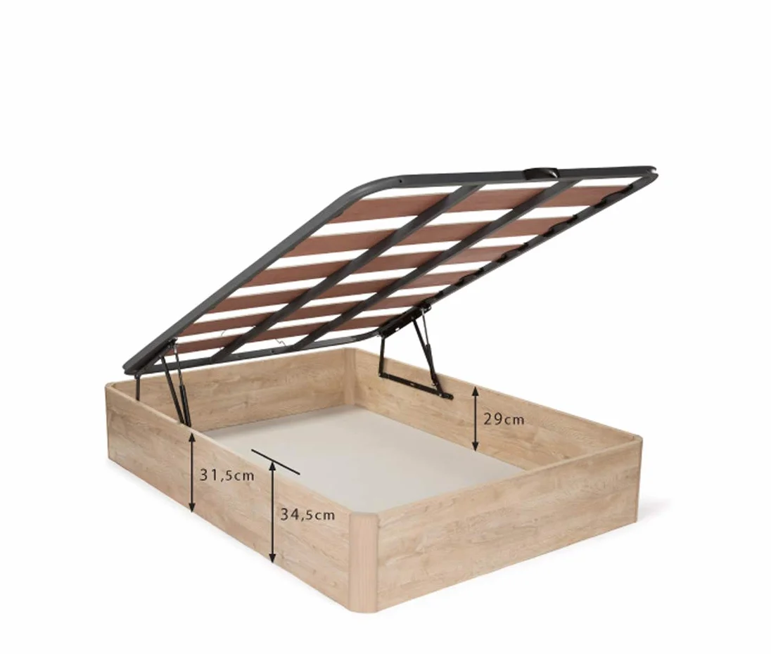 DORMIDAN - Canapé abatible Oferta, Gran Capacidad Esquinas Redondeada, Tapa somier con Lamas vaporizadas y Tacos de Polietileno (90 x 190 cm, Blanco)
