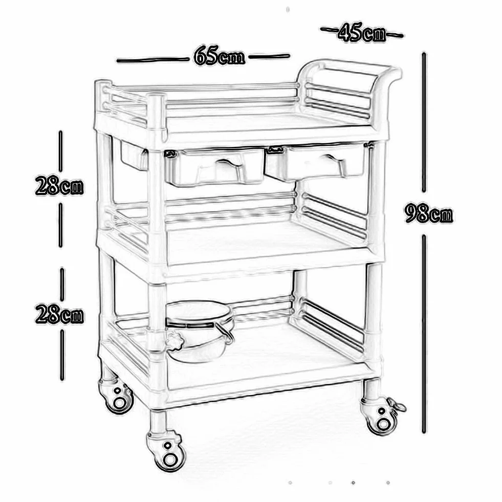 Carro de Almacenamiento Multifuncional, Vehículos de Reciclaje, Carro de Salón de Belleza con 2 Cajones de Abs, Carro de Equipo Médico para Clínica de Hospital con Ruedas de Freno, Cubo de Suci