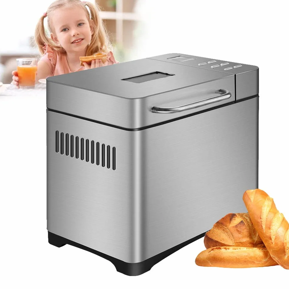 Panificadora 19 en 1, de acero inoxidable con panel táctil digital, 650 W, con caja automática de ingredientes