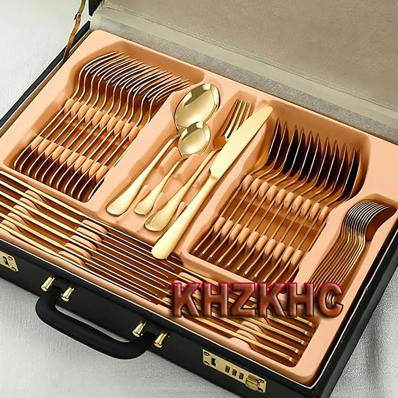 Juego de cubiertos de acero inoxidable de 84 piezas, cubiertos pulidos con espejo, con funda, ideal para bodas, fiestas, hoteles