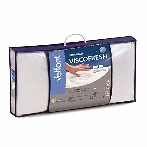 Velfont - Almohada viscoelástica Perforada Viscofresh con Doble Funda 100% algodón Termo-regulador (75 cm)