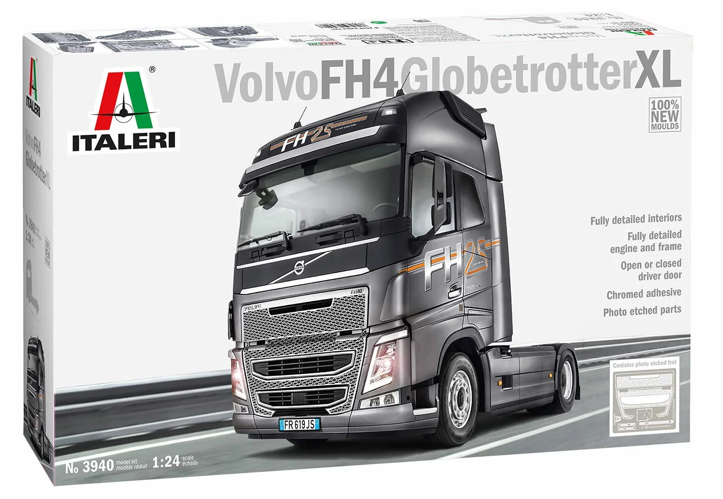 Italeri 3940S – 1:24 Volvo FH4 Globetrotter XL, modelismo, construcción, construcción, Manualidades, aficiones, Adhesivos, Kit de construcción de plástico, Fiel a los Detalles, sin Pintar