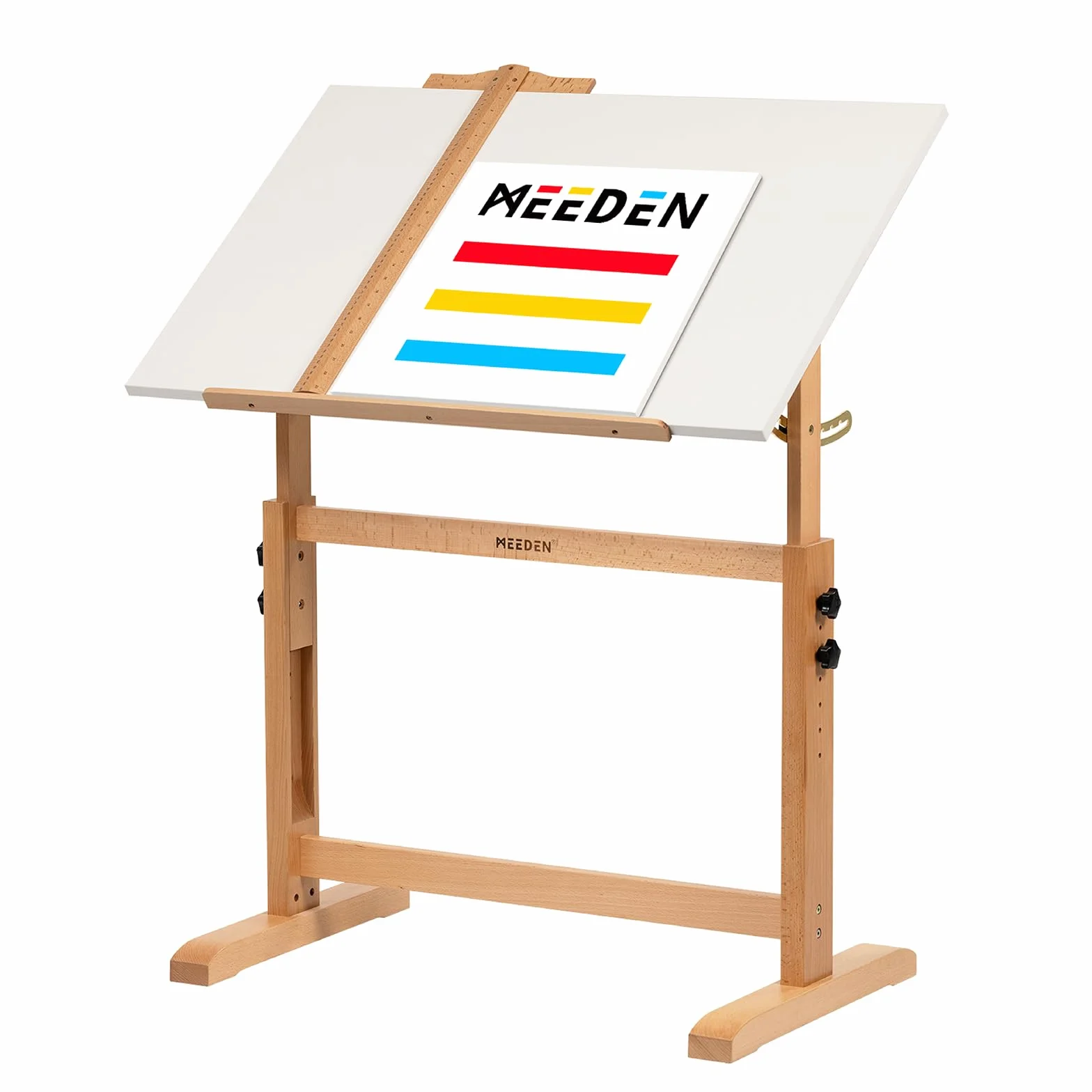 MEEDEN Mesa de Dibujo de Madera de Pizarra Blanca, Escritorio de Manualidades con Altura Ajustable e Inclinada, Mesa de Dibujo, Mesa de Pasatiempos, Leer, Trabajo de Arte