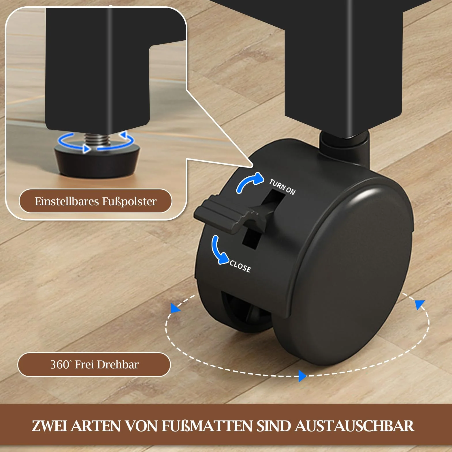 Fiutazge Mesa Escritorio Plegable con Ruedas y Almacenamiento, Mesa Plegable de Pequeño Espacio para Estudio, Casa Oficina, Computadora Manualidades,Marrón y Negro