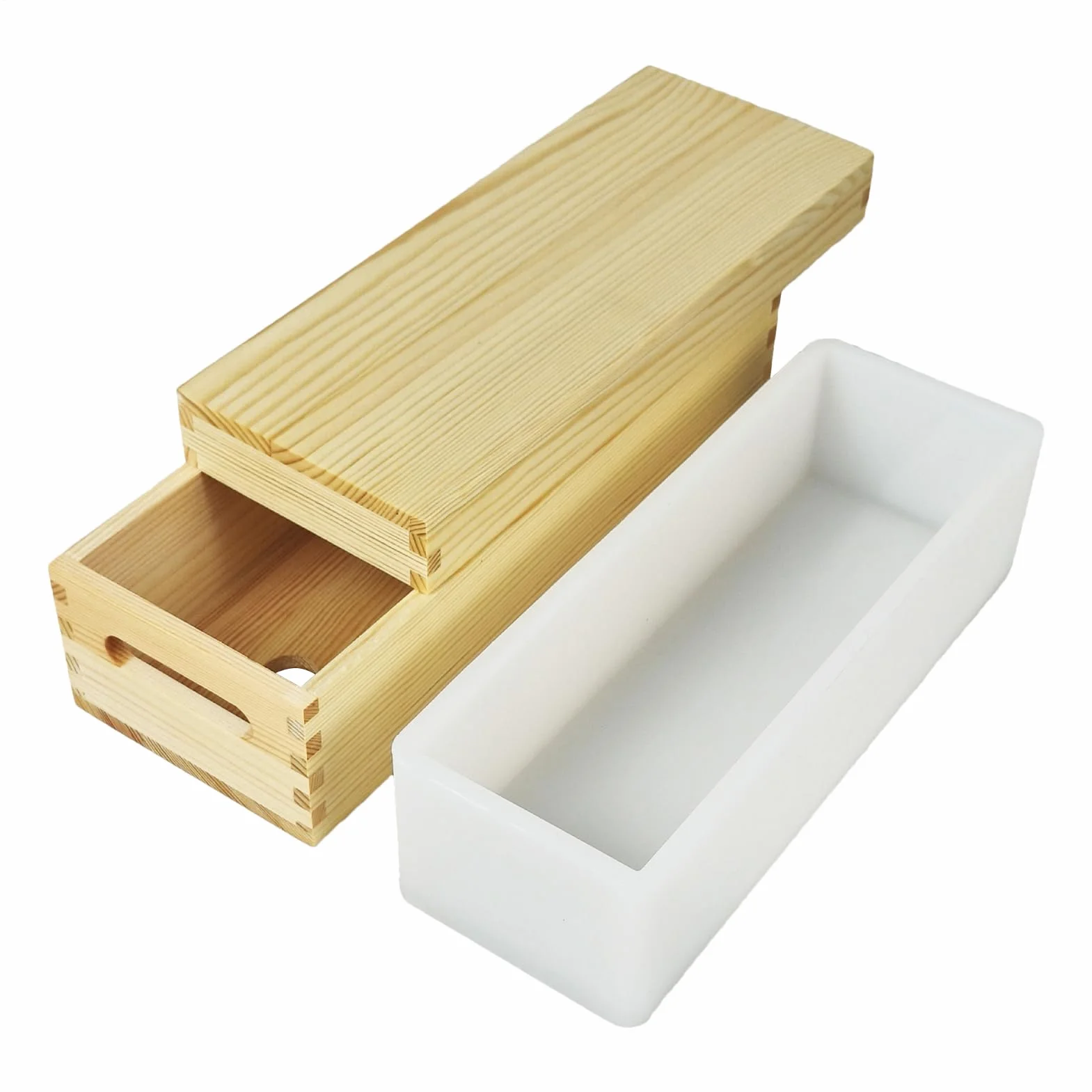 Moldes De Jabón 1300ml Antiadherente Fácil Desmoldeo Manualidades | Molde Rectangular De Silicona Con Tapa De Madera San Valentín, Día Madre, Navidad, Acción De Gracias, Días