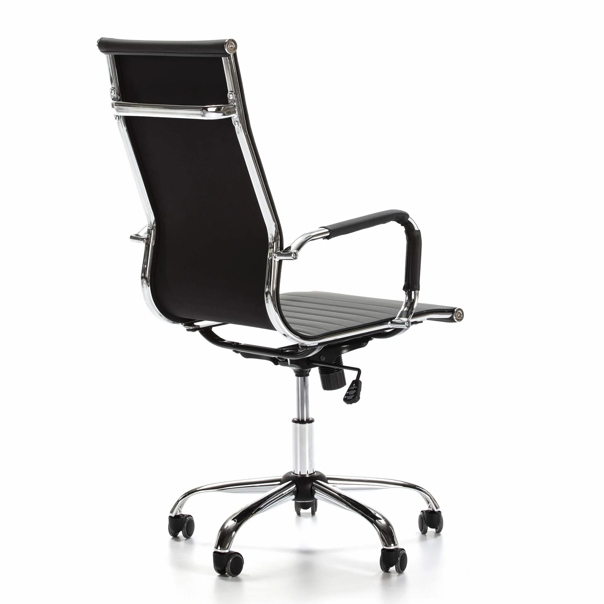 VS Venta-stock Sillón de Oficina Londres reclinable Negro, Piel sintética, Silla ejecutiva con reposacabezas y conjín engrosados, Altura Ajustable, Diseño ergonómico