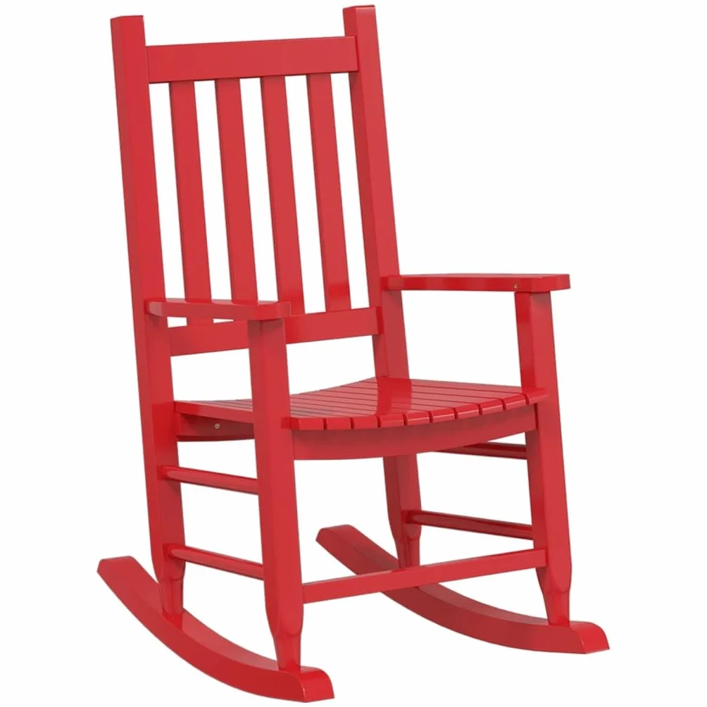 vidaXL Mecedora para niños Madera Maciza de álamo roja, Mecedora de Exterior, Mecedora de jardín, Mecedora de Madera pequeña, Mecedora de Madera