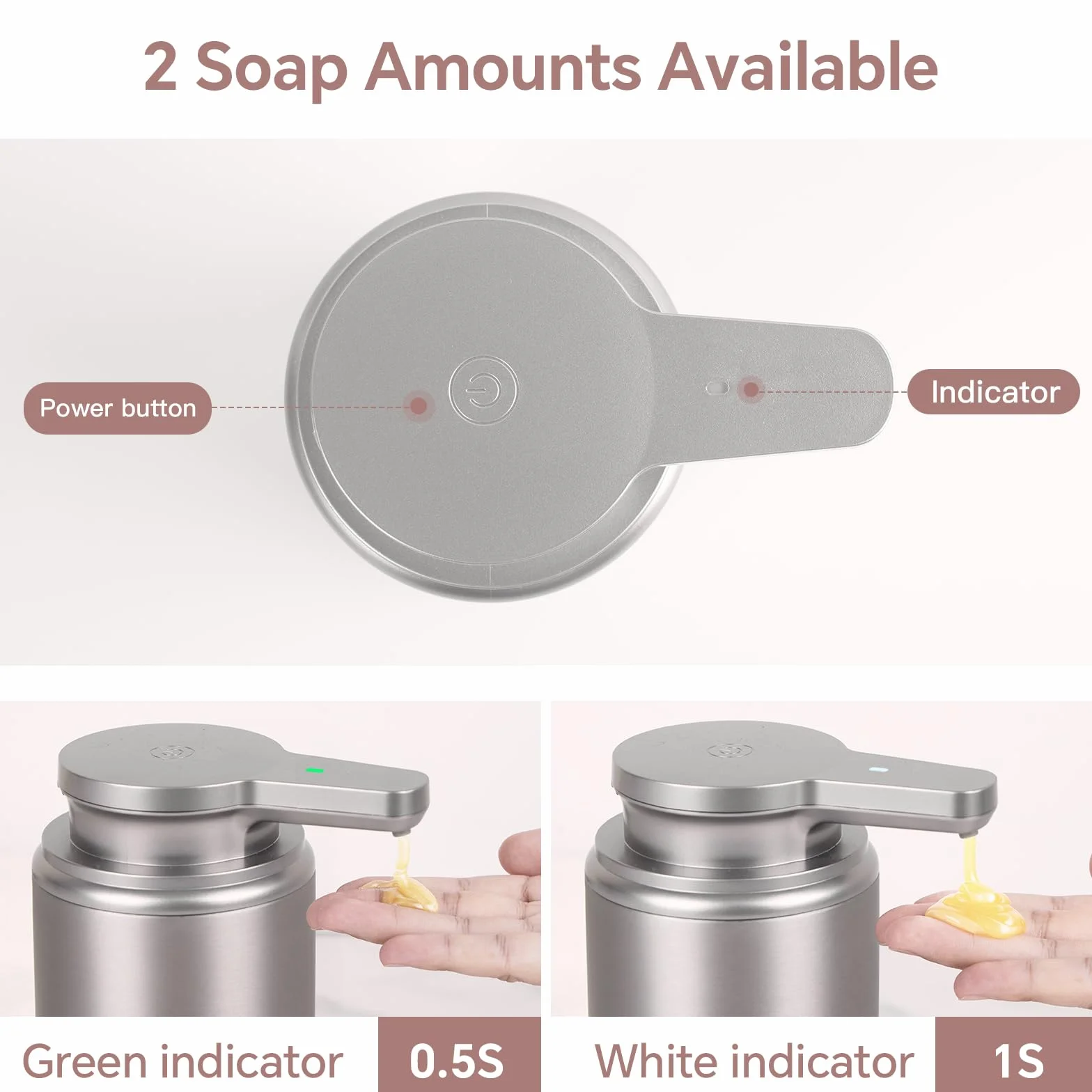 Dispensador automático de jabón, dispensador de jabón de Manos de Acero Inoxidable para baño, Cocina, Recargable, Bomba de jabón de Manos sin Contacto, 12 onzas