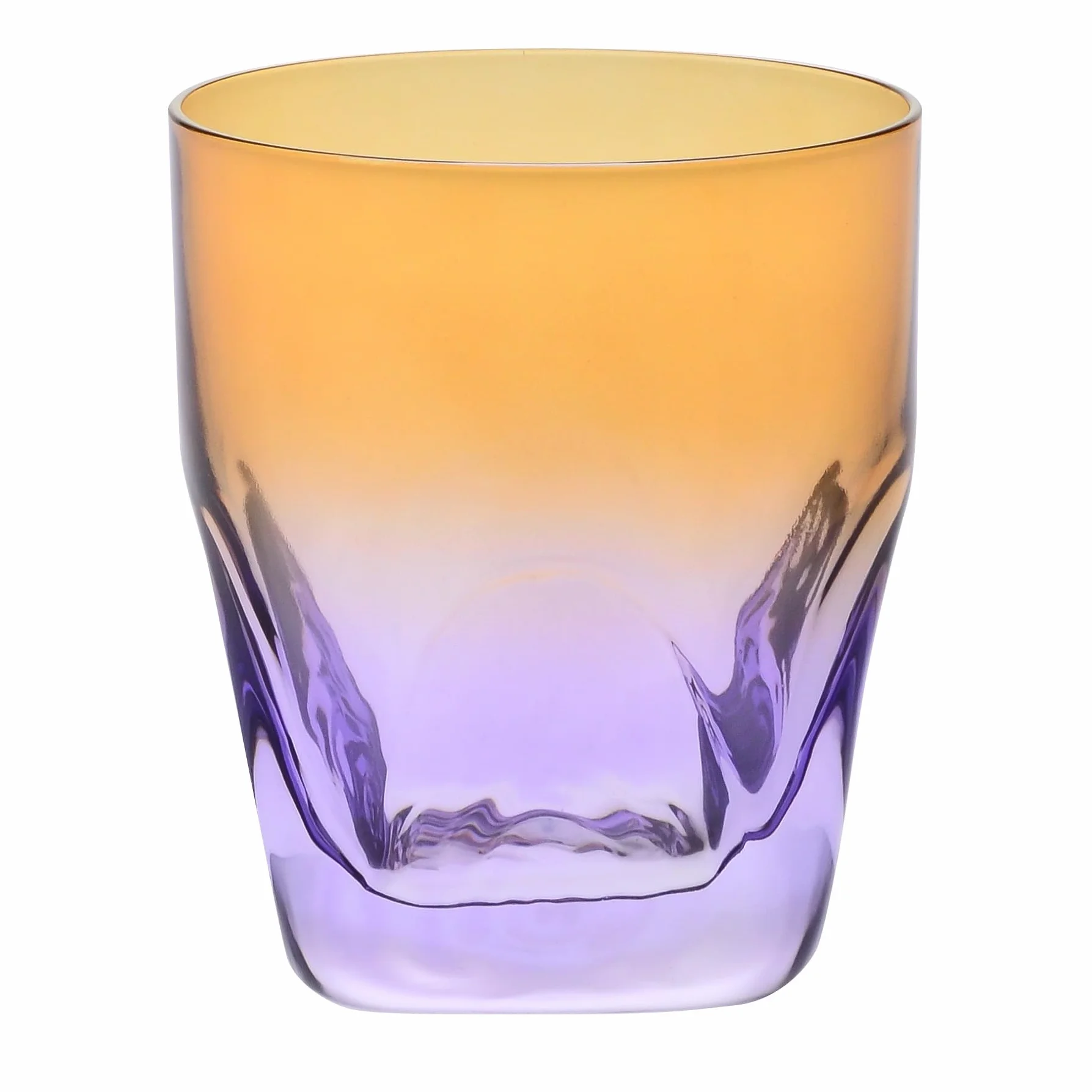 Krosno – Vasos de whisky, Cócteles y Bebidas 260 ml – Set de 4 unidades en 4 colores únicos – Colección Aurora – Cristal sin Plomo – Pintados a Mano