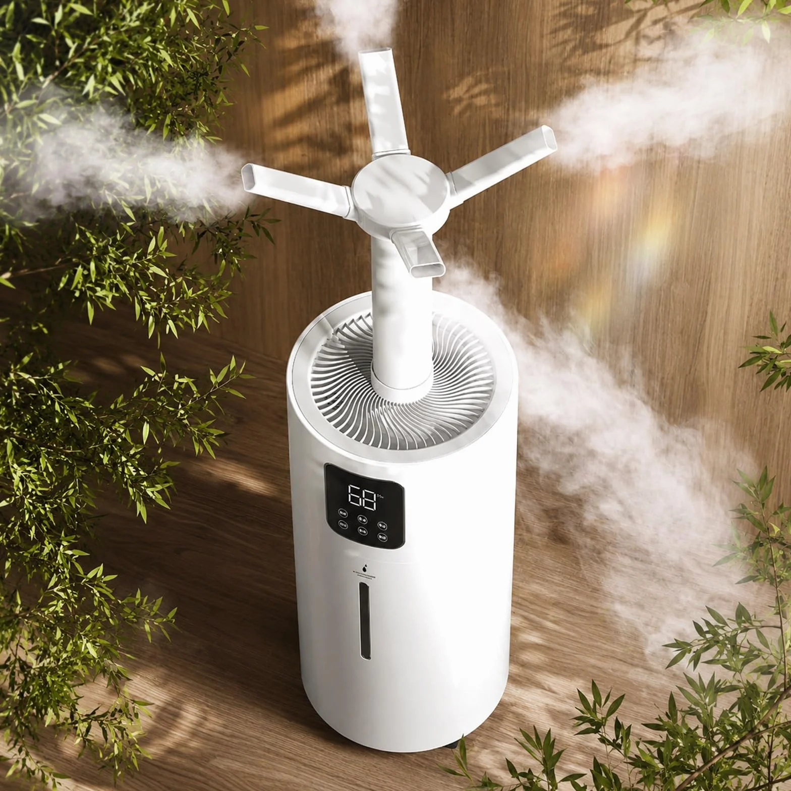Humidificador de Aire para Dormitorio Habitación Grande Casa 25L Llenado | Humidificador Comercial 2000mL/h con Control Remoto, Higrostato, Boquilla 4 Chorros 360°, Temporizador 12H