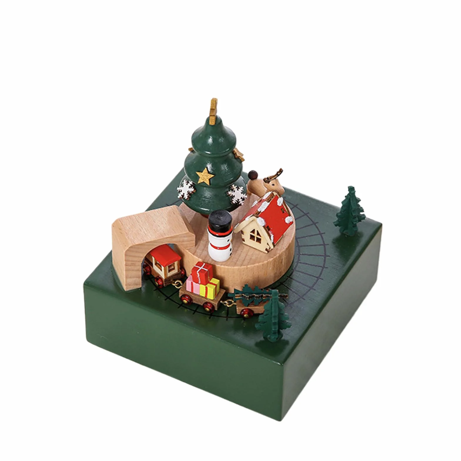 de música de Navidad, musical de madera, de música, tren magnético | decoración navideña, artesanía de escritorio, de música con tren móvil, ligera, para interiores, coleccionable