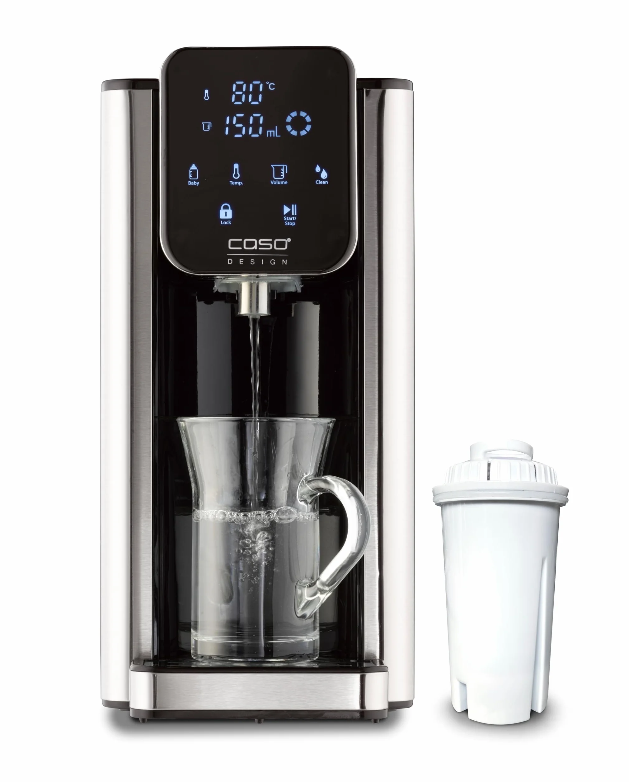CASO HW 660 - dispensador de agua caliente 2,7L - hervidor de agua electrico - Agua caliente en segundos - temperatura 40°C a 100°C - 7 cantidades de salida - Filtro Antical y Anti Impurezas