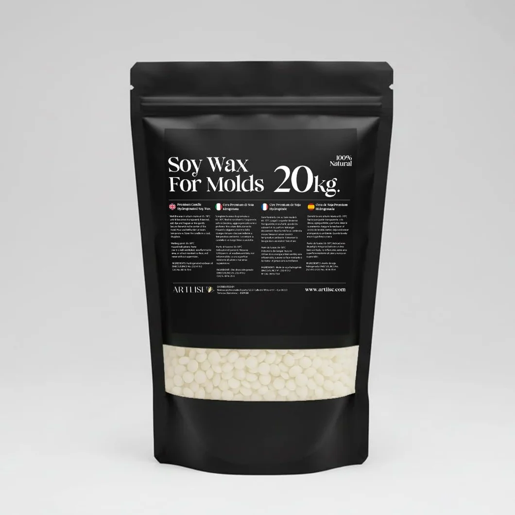 Soy Wax For Molds - Cera de Soja para Velas - Cera 100% Vegetal en Escamas - Fácil Desmolde, Acabado Liso y Combustión Limpia - 20 kg
