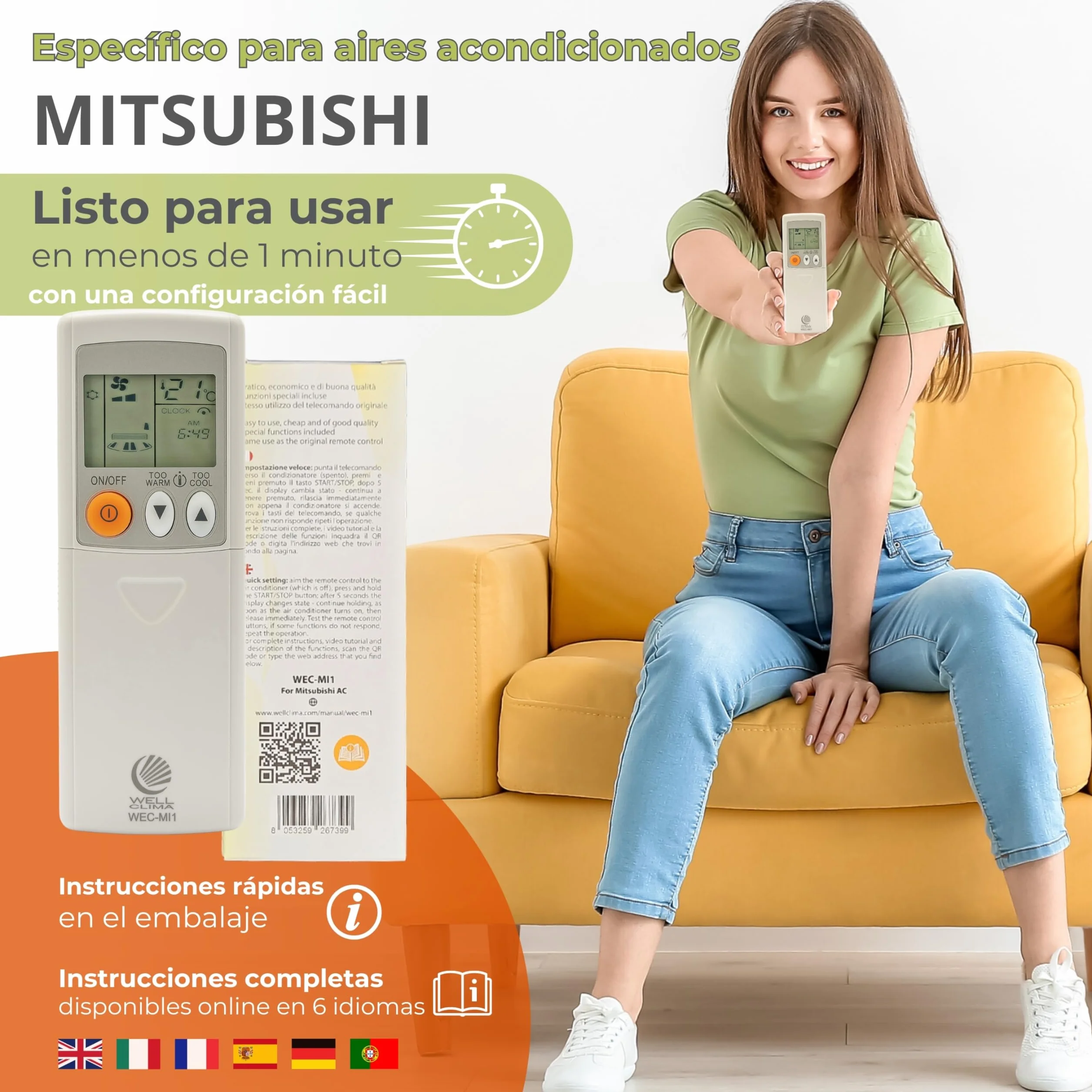Wellclima Control Remoto Universal WEC-MI1 para Aire Acondicionado Mitsubishi