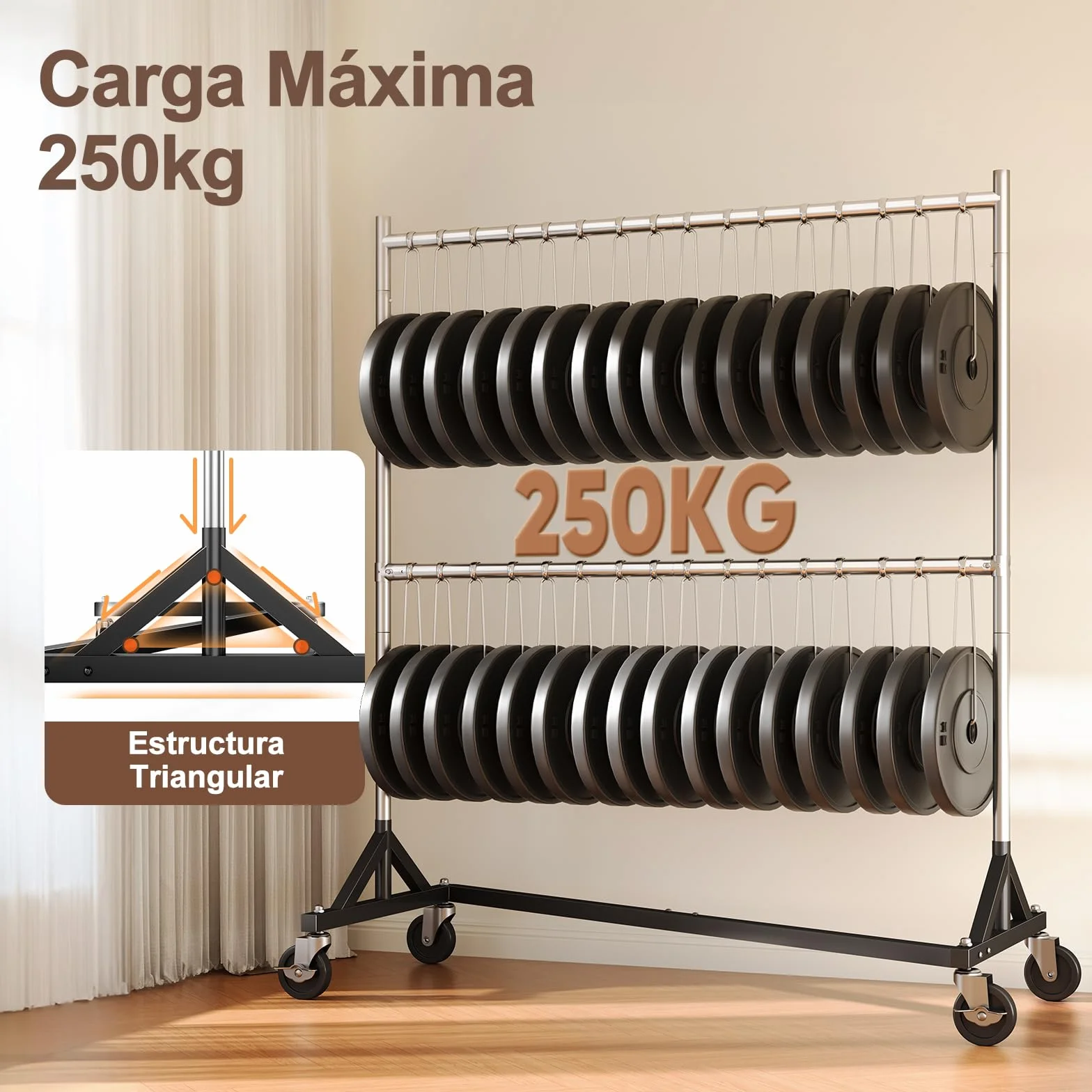 HOKEEPER Burro de Ropa Comercial Resistente de Doble Barra, Base en Z con Ruedas, 250kg, Altura Ajustable para Tiendas, Boutiques, Dormitorio, Plateado