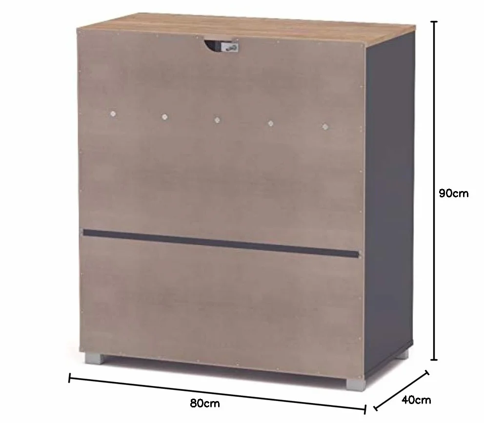 SZ Suarez Buffet Bajo Cocina Asfeld Gris Grafito 2 Puertas 2 Cajones Almacenaje Mueble Auxiliar 90x80x40 cm