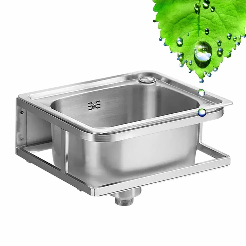 Lavabo Colgante En La Pared, Fregadero Comercial De Acero Inoxidable Lavandería del Baño con Estante De Toallas Y Grifo Adecuado para Hoteles/Baños/Exteriores (Color : Silver-C, Tamaño : 41x35x1